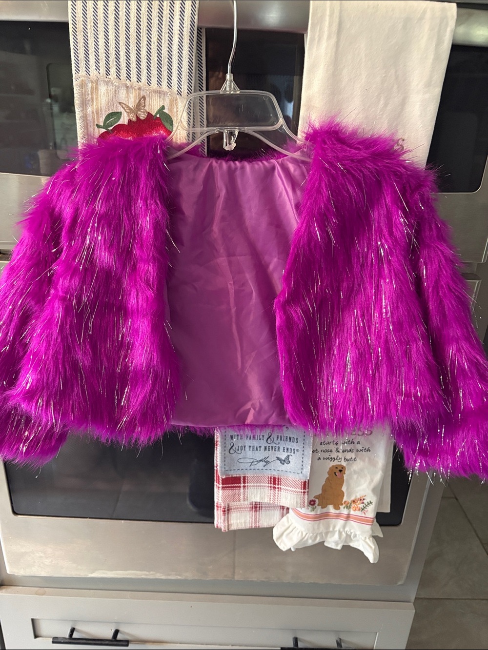 Source Unknown Girls' Fuchsia Faux Fur Jacket